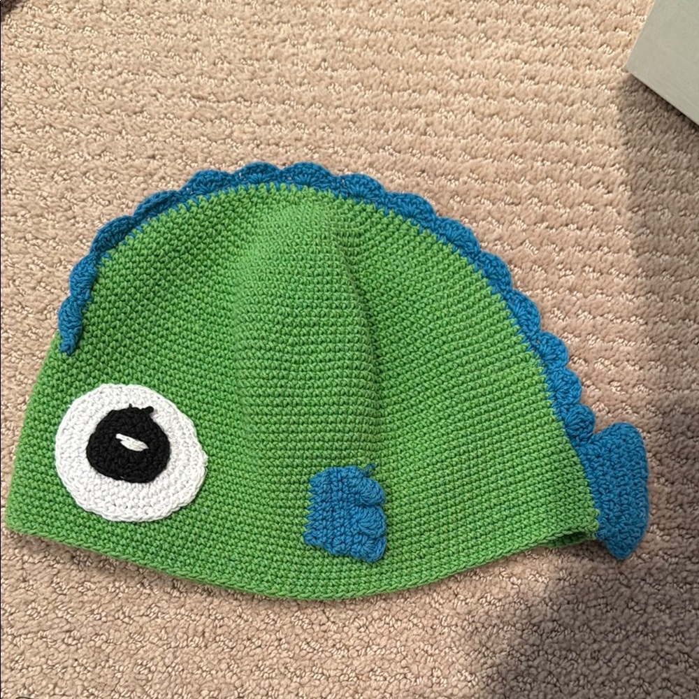 Green and Blue Fish Knit Hat